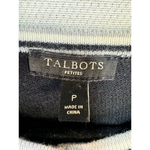Talbots Womens Cardigan Sweater Petite Black White Trim Button Front - Picture 2 of 9
